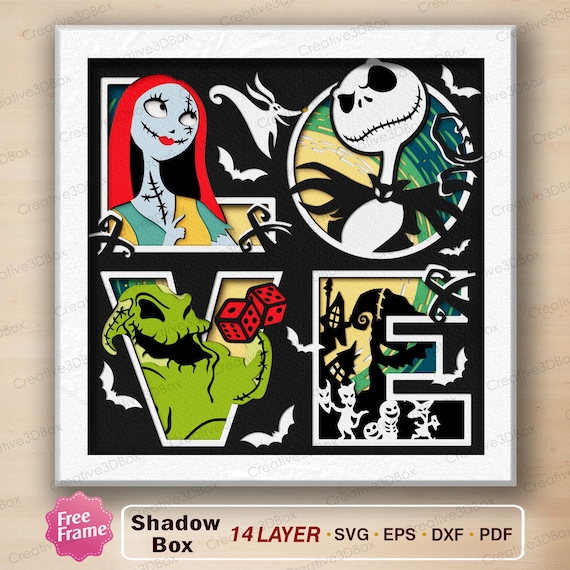Halloween Love Shadow Box SVG, Gothic Romance Paper Cut Decor, Spooky Couple Wall Art, Halloween Gift, Haunted Love Decor DIY /H305