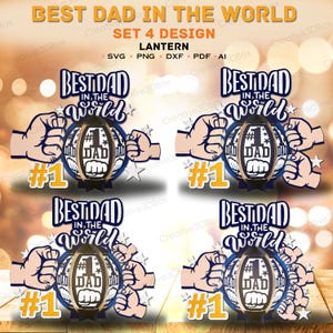 Bester Vater der Welt Laterne SVG Bundle, 3D Layered Light Box Dad Fist Bump Laterne, # 1 Papa Vatertag Papierschnitt Geschenk von Kindern / K508