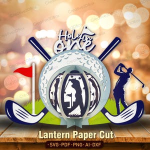 Golf Laterne SVG, Hole in One Golf Papierlaterne, Golf Cut-Datei für Papa, Sport Laterne Dekoration, Golf Cricut Datei /K466