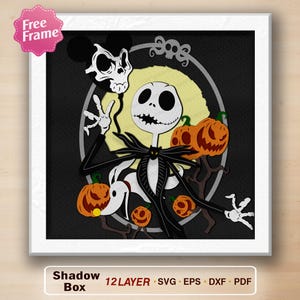 Movie character shadow box Svg, Halloween Shadow Box SVG, Nightmare Before 3D Box, Halloween Decor, Halloween Gift