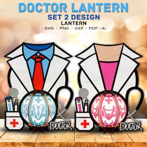 Doctor Lantern SVG Bundle, Medical Shadow Box Lantern, Doctor Gift Idea, Healthcare Worker Decor, Nurse Lantern Set, 3D Paper Cut File /H151