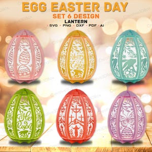 Oeufs de Pâques lanterne lapin pop-up fichier découpé | Lanterne de Pâques Lanterne oeuf Lanterne lapin Pâques Décoration d'intérieur Lampe de Pâques avec bougie chauffe-plat/K240