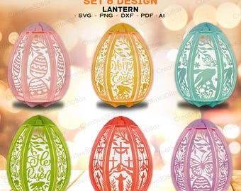 Lanterna di Pasqua Bunny Eggs Pop Up Paper Cut File / Lanterna di Pasqua Uovo Lanterna Bunny Lanterna Decorazione per la casa di Pasqua Lampada da tè di Pasqua /K240