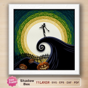 Scatola d'ombra di Halloween Nightmare Svg, Scatola d'ombra di Halloween SVG, Nightmare Before 3D Box, Decorazione di Halloween, Regalo di Halloween