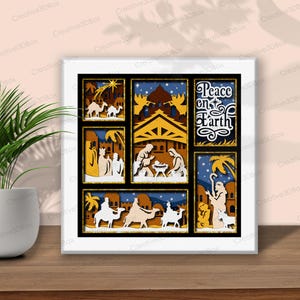 Peace On Earth Shadow Box SVG, Nativity Christmas Shadow Box, Religious Christmas Decor, Layered Paper Art, Light Box SVG /K999 image 7