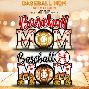 Pakiet 2 Baseball Mom Lantern Paper Cut File | Baseball Mama Shadow Box Sports Mom Lantern Prezenty na Dzień Matki Baseball Mom Prezent dla mamy /K365