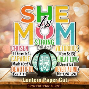 Sie ist Mama Laternenpapier Schnittdatei | Retro Mama Zitate Muttertag Schattenbox Muttertag Laterne Gesegnete Mutter Laterne Geschenk für Mutter / K340