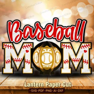 Lanterna per mamma di baseball, carta da taglio, scatola portaoggetti per baseball, lanterna per mamma sportiva, regali per la festa della mamma, regalo per mamma di baseball / K362