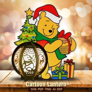 Cartoon Characters Lantern, Christmas Lantern, Cartoon Lantern svg, Cartoon Shadow Box, Christmas Decor, Christmas gift, Gift for Kid, K13