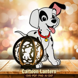 Dalmatiner Laterne svg, Zeichentrickfiguren Laterne, Cartoon Laterne svg, Hundelaterne, Cartoon Shadow Box, Weihnachtsgeschenk, Geschenk für Kind / K69