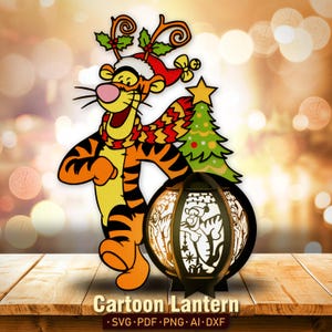 Christmas Lantern, Cartoon Characters Lantern, Cartoon Lantern svg, Cartoon Shadow Box, Christmas Decor, Christmas gift, Gift for Kid, K15