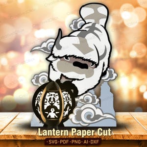 Flying Sky Bison Paper Lantern Template, Fantasy Spirit Creature DIY Decor, Magical Animal Hanging Lantern, Paper Craft Gift /H294