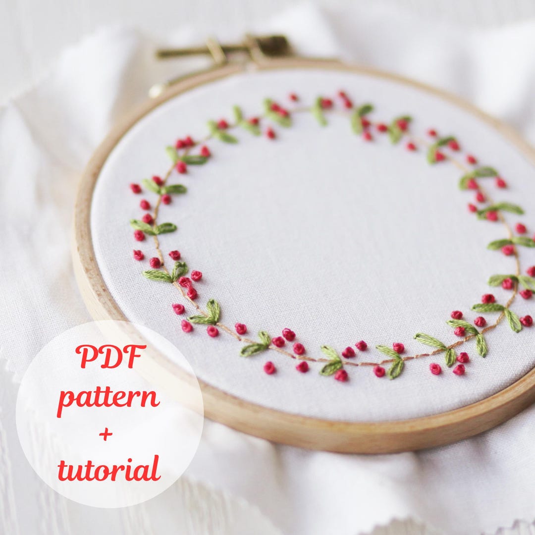 Floral Wreath Embroidery Pattern - Digital Download, Step-by-step Guide ...