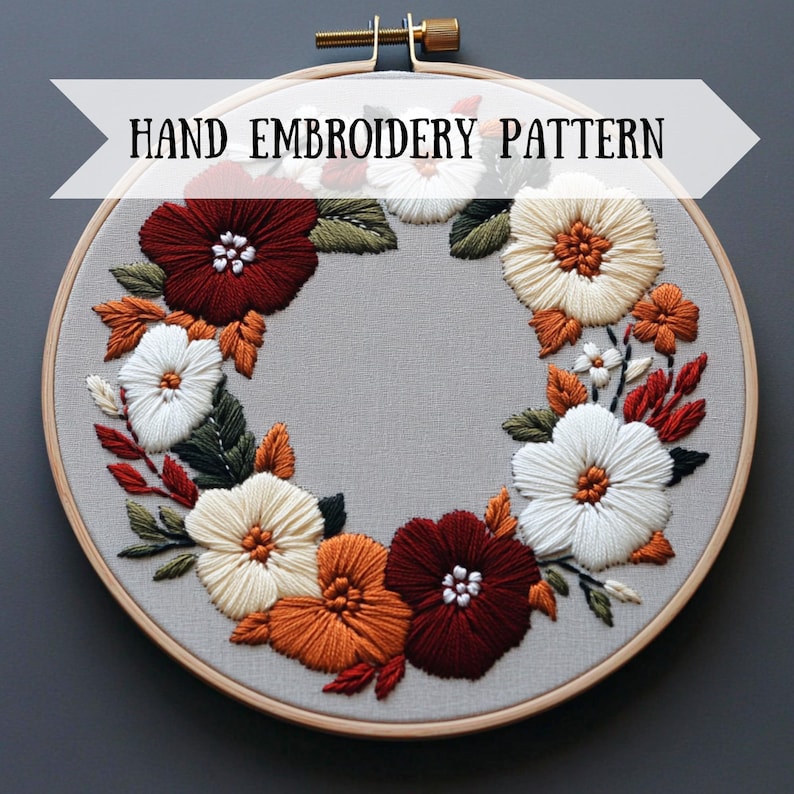 Floral Wreath Hand Embroidery Pattern - Digital Download - Etsy
