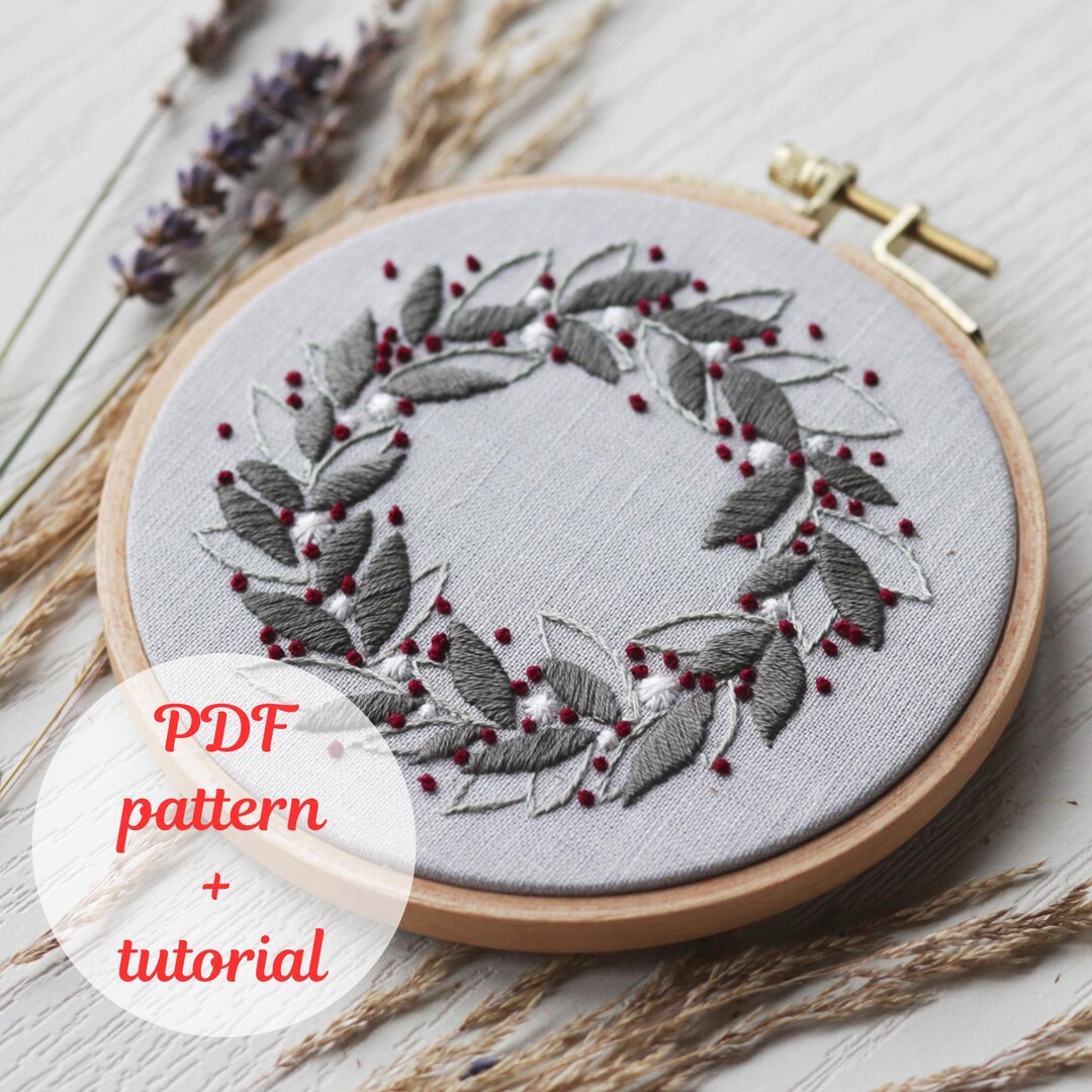 Floral Wreath Embroidery Pattern - Digital Download With Step-by-step ...