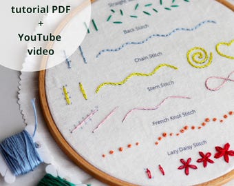 Stickanleitung PDF: Anfänger-Sampler mit Grundstichen