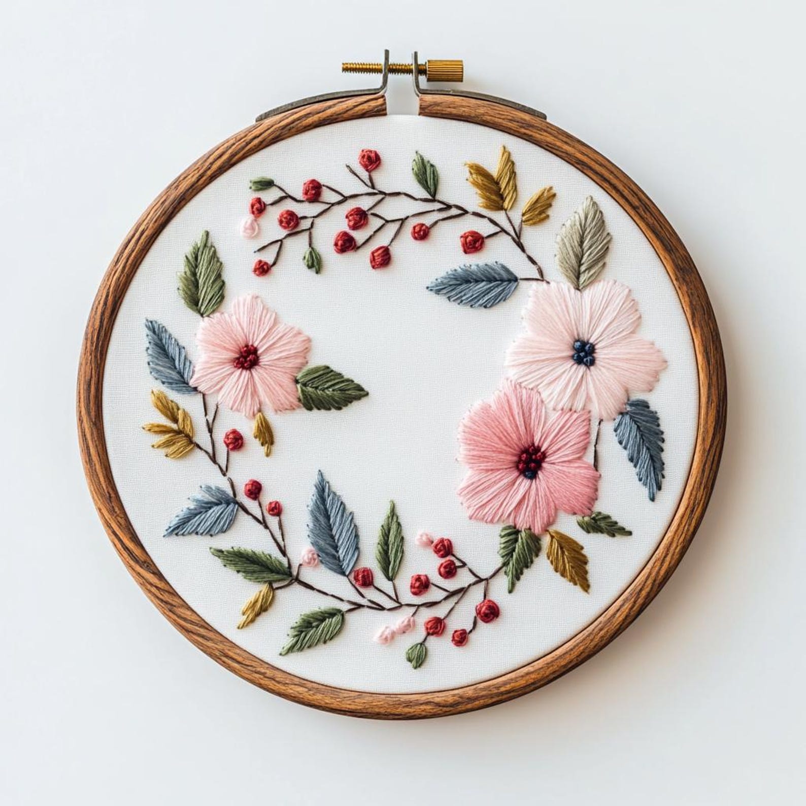 Pastel Floral Wreath Hand Embroidery Pattern - PDF Template - Etsy