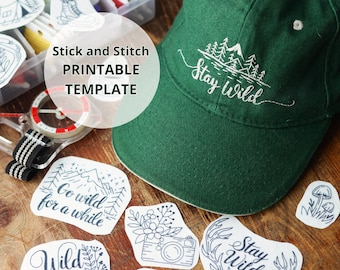 Printable Stick and Stitch Template for Hand Embroidery - Outdoor Themes
