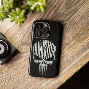 Tough Skull Punisher Phone Case – Rugged Black Protector Cover for iPhone Pro Max & Samsung Ultra Plus