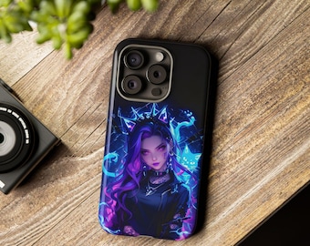 Cyberpunk Anime Girl Phone Case: Neon Gamer Art Protective Cover
