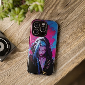 Arcane Jinx Anime Tough Case for iPhone 16 15 14 13 12 11 Pro Max & Samsung S25 S24 S23 S22 S21 Ultra Plus Arcane Inspired Phone Cover