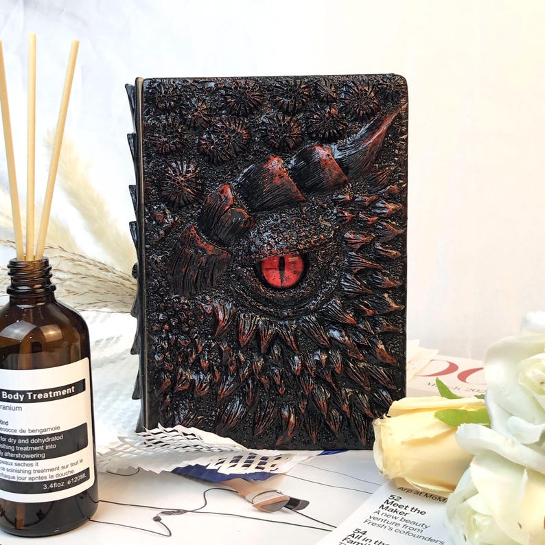 Dragon's Eye Red Notebook Handmade Notebook for TTRPG, Sketchbook End