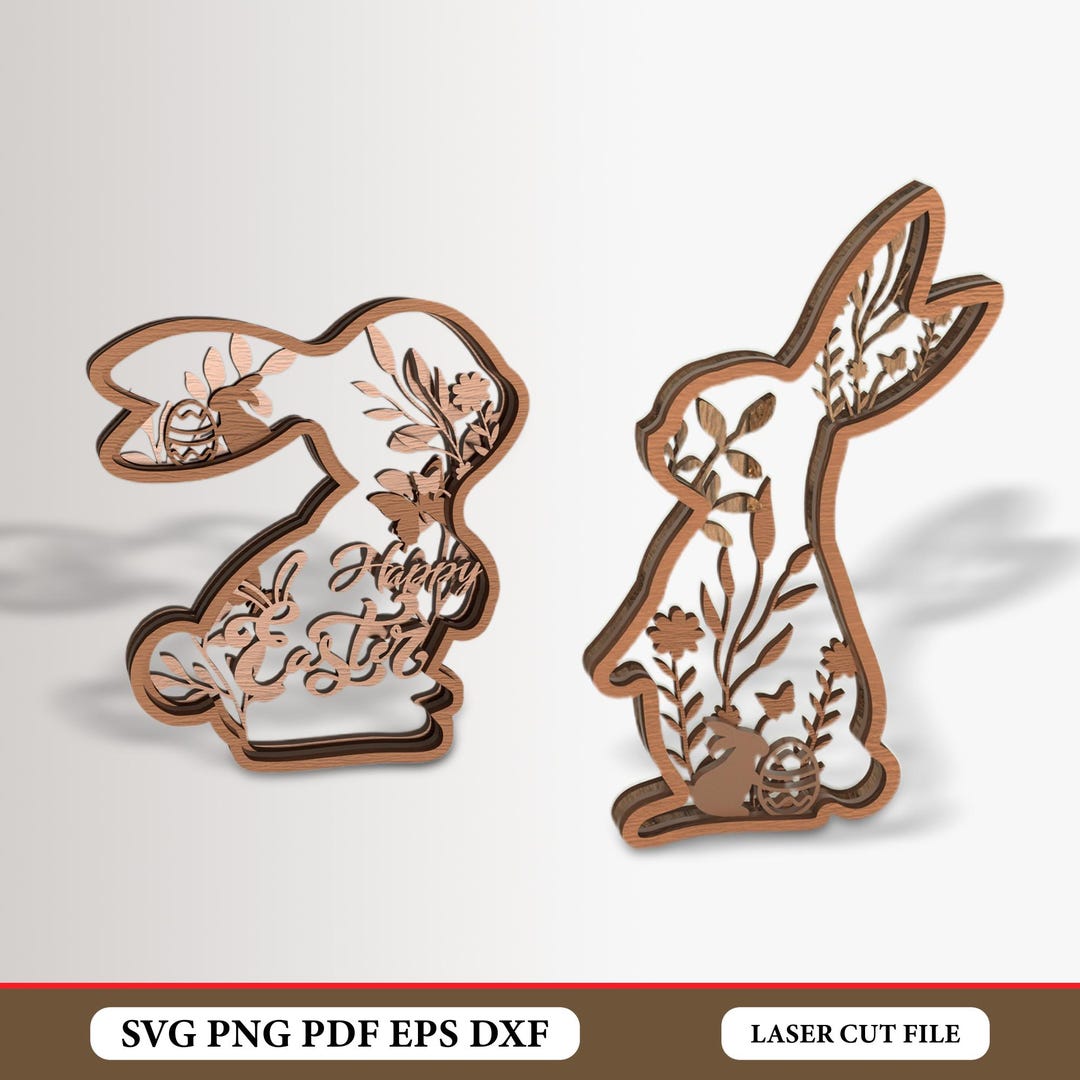 Easter Layered SVG Digital Download Bundle, Bunny Laser Cut Files for ...