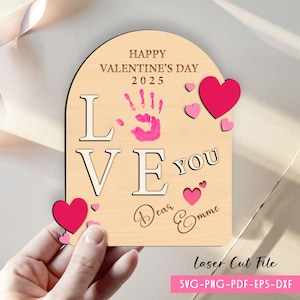 Valentinstag Handabdruck Handwerk, Laser geschnitten Dateien, Valentinstag Aktivitäten Printables, Eltern Geschenk Andenken, Liebe Herz Dekorationen, Herz Druck