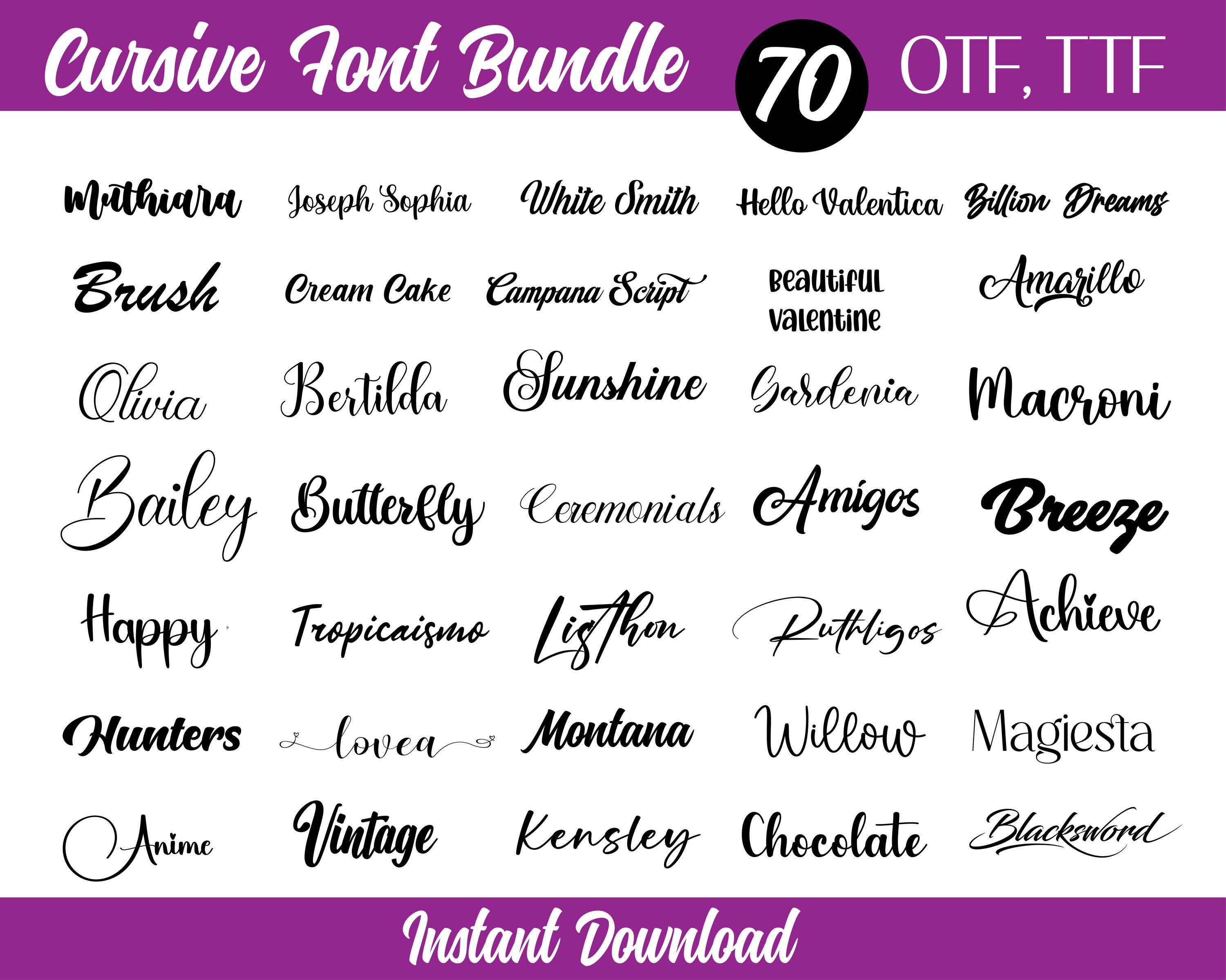 Megapaquete de 70 fuentes para Cricut, Canva y Procreate — Script, Serif, Display, OTF/TTF, uso comercial