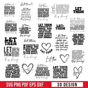Laissez-les SVG Bundle, Keep Shining SVG, SVG de citation inspirante, Svg d'amour de soi, Png motivant, Fichiers coupés dignes de confiance, Svg de citation positive