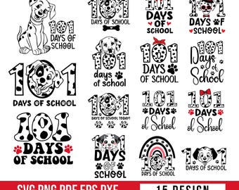 101 Days Of School SVG Bundle, Dalmatian Theme SVG, Kindergarten & Preschool Designs, 101 Days SVG For Cricut, 101 Days Shirt Svg, Gifts