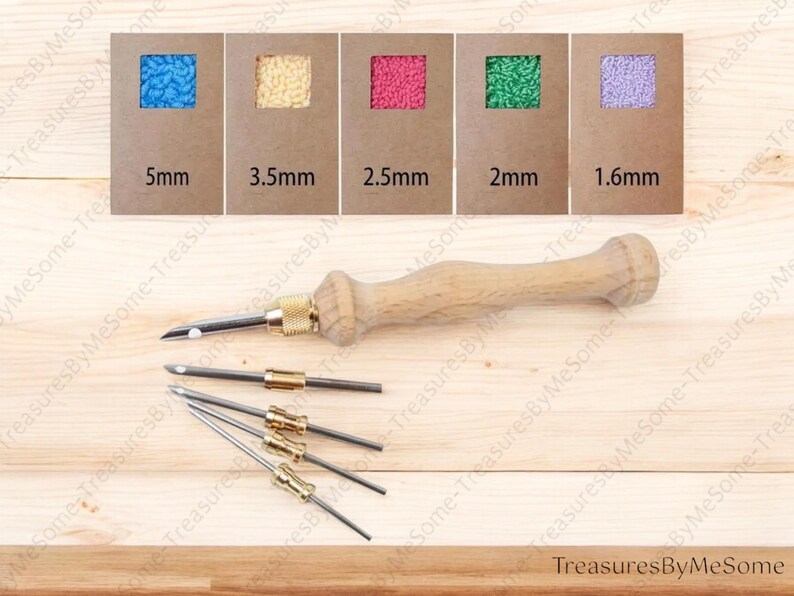 Adjustable Punch Needle Tool Set, Sizes 2.5mm 3.5mm 5mm Needles With