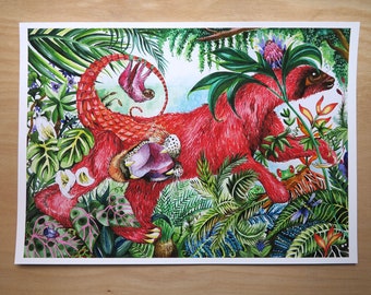 Red Sloth GICLEE Art print A3