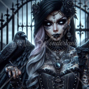 Gothic Angel Digital Download, Fantasy Character, D&D, Art Prints, Printable Images, stock photos, JPG, Commercial