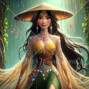 Descarga digital de princesa clásica / Personaje de fantasía / Impresión artística / Princesa Raya / El último dragón / Clipart de princesa / Comercial