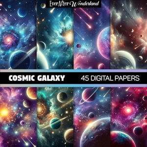 Papiers numériques galaxie cosmique | Téléchargement instantané | Papier numérique spatial | Scrapbooking | Collage | Fond nébuleuse | Artisanat | Commerciale
