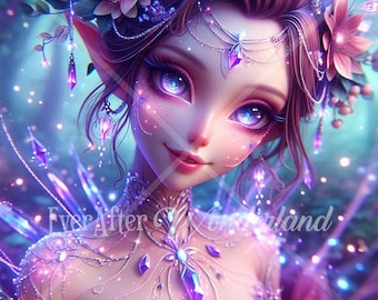Bezaubernde Elfen Illustration, Fantasy Kunstdruck, Kommerzielle Nutzung (Digitaler Download)