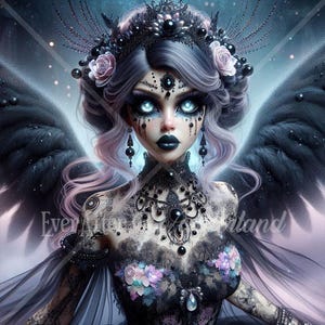 Téléchargement numérique ange gothique, personnage fantastique, D&D, tirages d&#39;art, images imprimables, photos, JPG, enchanteur, éthéré, commercial