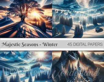 Majestic Seasons - Winter Digital Papers | Instant Download | Winter Backdrop | Scrapbook | Christmas Background | Crafts | Commercial