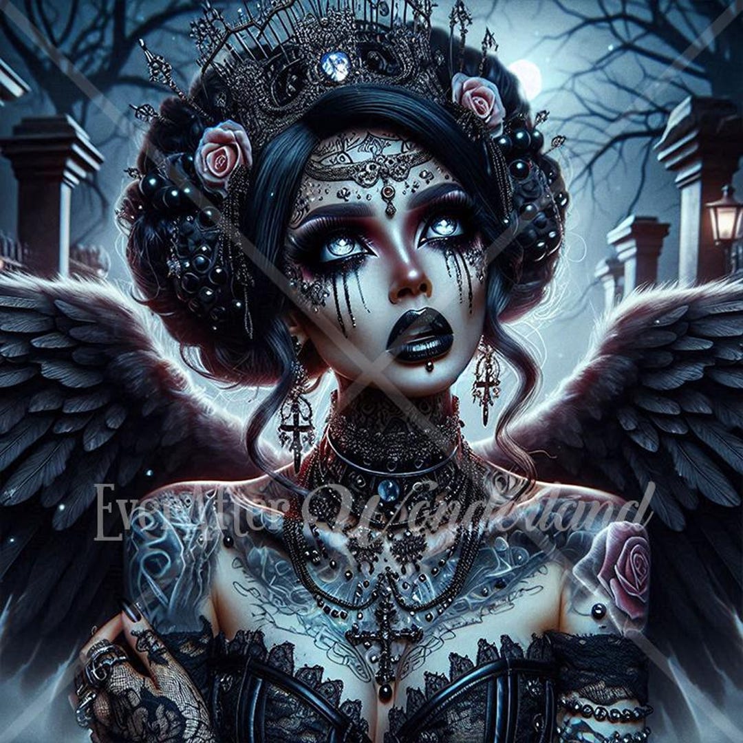 Gothic Weeping Angel Art Print, Dark Fantasy Character (digital ...