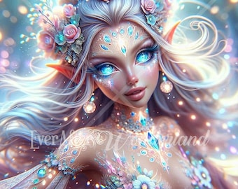 Enchanting Elf Art Print, Fantasy Character, Commercial Use (Digital Download)