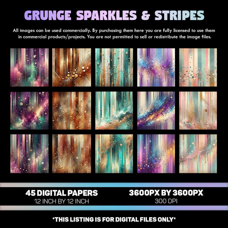 Grunge Sparkle Stripes Digital Paper | Scrapbook & Collage (digital ...