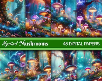 Mystical Mushroom Digital Paper Pack | Enchanted Forest Scrapbook (Digital Download)