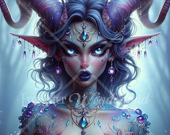 Demon Digital Artwork JPG, Fantasy Print downloaden, Digitale kunst, Sprookjesachtige illustratie, DnD, schepsel, Demon Art, Betoverend, Commercieel