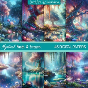Mystical Ponds and Streams Carte digitali / Download immediato / Decorazioni da parete / Scrapbooking / Foresta / Creazione di biglietti / Artigianato / Commerciale