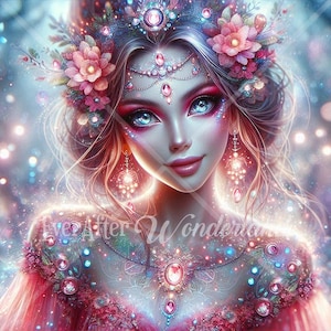 Enchanting Goddess Digital Download, Fantasy Character, D&D, Art Prints, Printable, Digital Illustrations, Ethereal, Beautiful, Commercial