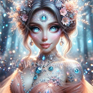 Enchanting Goddess Digital Download, Fantasy Character, D&D, Art Prints, Printable, Digital Illustrations, Ethereal, Beautiful, Commercial