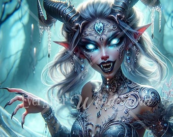 Demon Digital Artwork JPG, Fantasy Print Download, Creepy Wall Decor, Fairytale Illustration, DnD, Creature, Demonic, Demon Art, Commercial