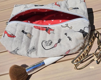 Neceser de moda resistente al agua: neceser de viaje con cremallera, estuche de maquillaje, hecho a mano en Francia.