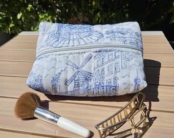 Neceser de inspiración parisina: Estuche con cremallera hecho a mano, ideal como regalo de Navidad, bolsa de maquillaje o neceser de viaje.